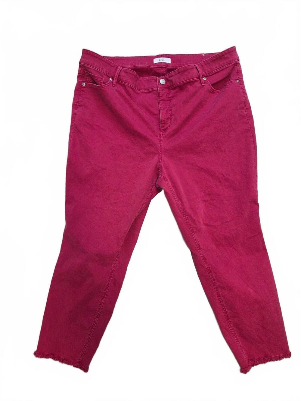 Talbots Plus Womens Slim Ankle Frayed Hem Pink Jeans Size 20 Casual stretch